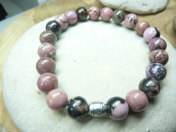 Bracelet Rhodonite-Perles rondes 8 mm