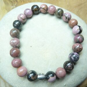 Bracelet Rhodonite-Perles rondes 8 mm