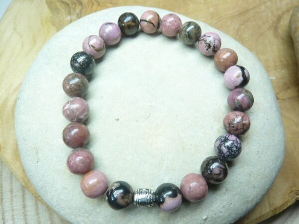 Bracelet Rhodonite-Perles rondes 8 mm