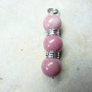 Pendentif Rhodonite-perles rondes 10 mm