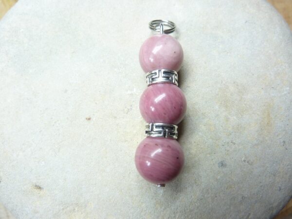 Pendentif Rhodonite-perles rondes 10 mm