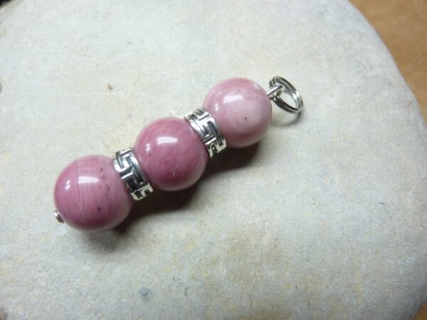 Pendentif Rhodonite-perles rondes 10 mm