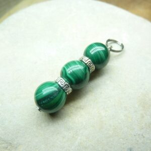 Pendentif Malachite perles 10 mm