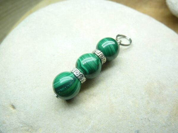 Pendentif Malachite perles 10 mm