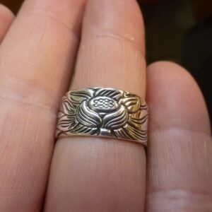 Bague Sutra fleur de lotus ajustable en argent 999