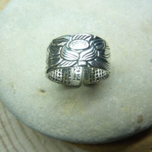 Bague Sutra fleur de lotus ajustable en argent 999