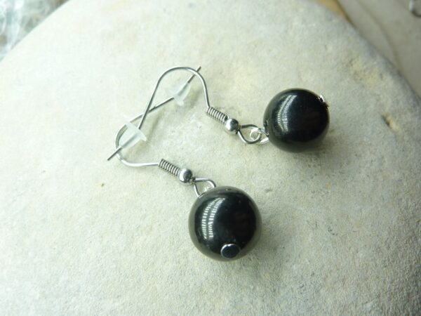 Boucles d'oreilles Jais-Perles 10 mm
