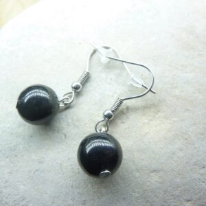 Boucles d'oreilles Jais-Perles 10 mm