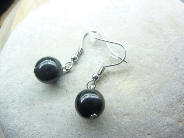 Boucles d'oreilles Jais-Perles 10 mm
