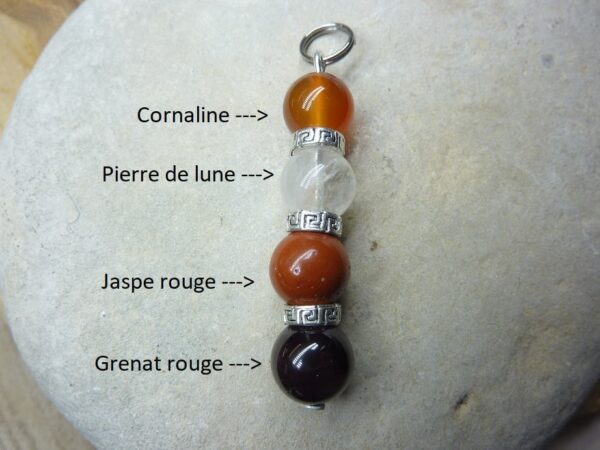 Pendentif fertilité-grossesse-Fécondation Pierre de lune-Cornaline