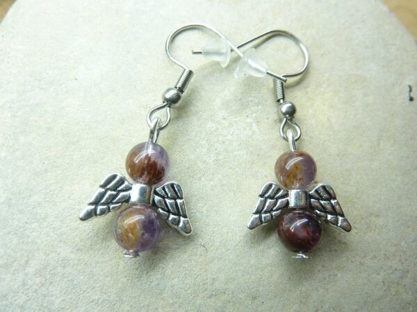 Boucles d'oreilles Cacoxénite super seven perles 6 mm