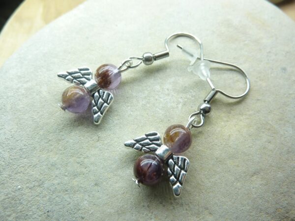 Boucles d'oreilles Cacoxénite super seven perles 6 mm
