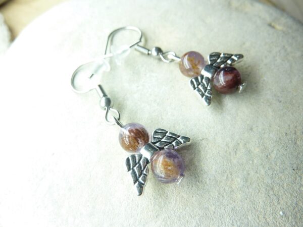 Boucles d'oreilles Cacoxénite super seven perles 6 mm