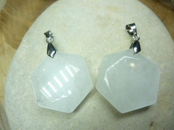 Pendentif quartz cristal de roche sceau de Salomon