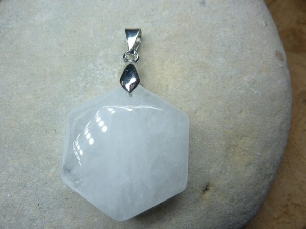 Pendentif quartz cristal de roche sceau de Salomon