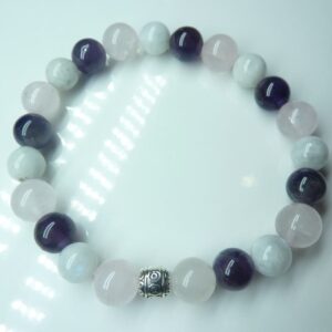 Bracelet Quartz rose-Pierre de lune-Améthyste