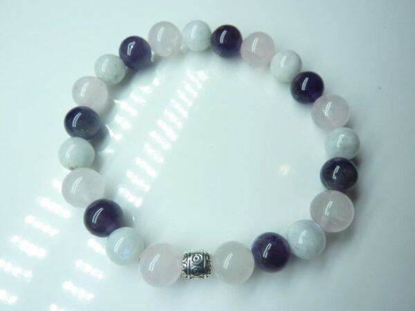 Bracelet Quartz rose-Pierre de lune-Améthyste