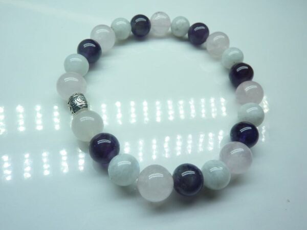 Bracelet Quartz rose-Pierre de lune-Améthyste