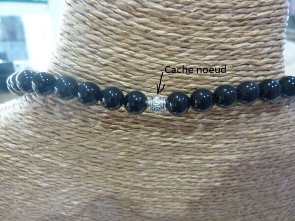 Collier ou bracelet Tourmaline noire-perles boules 8 mm
