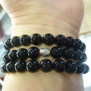 Collier ou bracelet Tourmaline noire-perles boules 8 mm