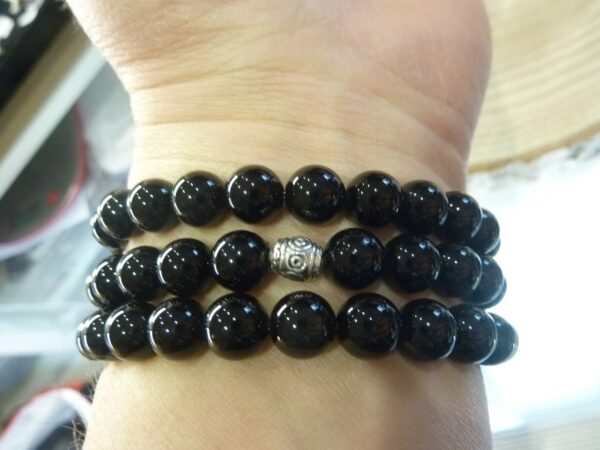 Collier ou bracelet Tourmaline noire-perles boules 8 mm