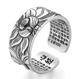 Bague Sutra fleur de lotus ajustable en argent 995