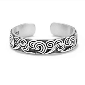 Bague forme vague ajustable en argent 995