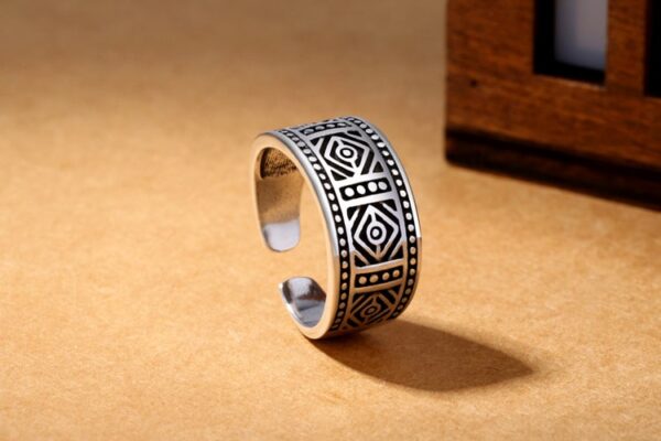 Bague géométrique rhomboïde réglable en argent