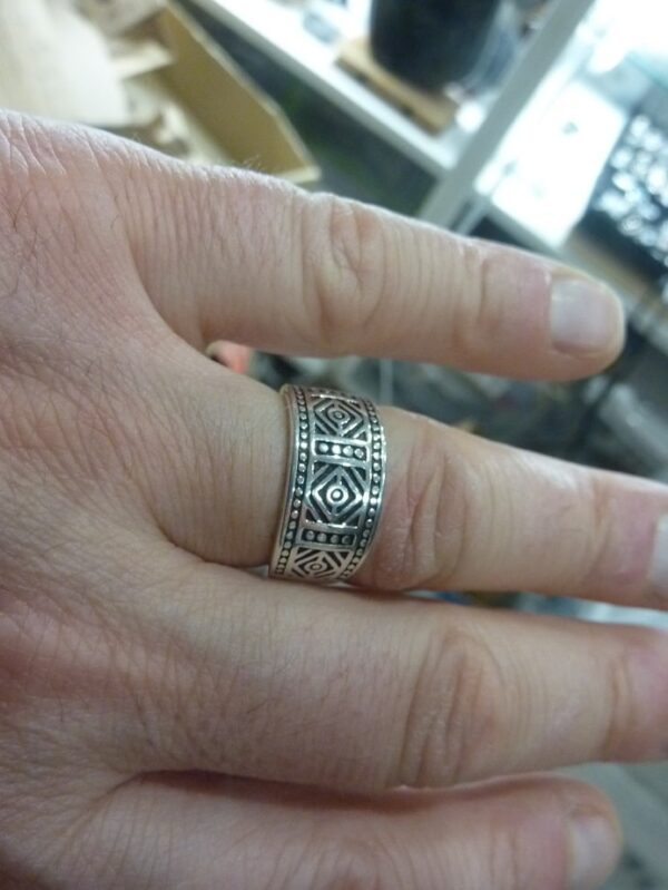 Bague géométrique rhomboïde réglable en argent
