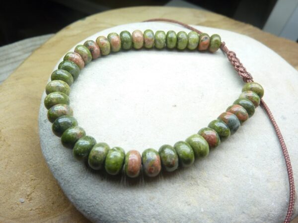 Bracelet Unakite épidote réglable