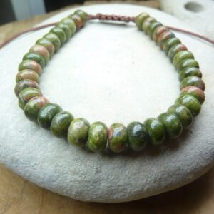 Bracelet Unakite épidote réglable