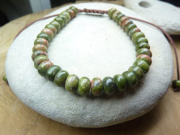 Bracelet Unakite épidote réglable