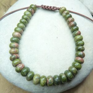 Bracelet Unakite épidote réglable