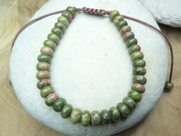 Bracelet Unakite épidote réglable
