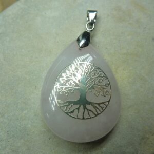 Pendentif Quartz rose arbre de vie