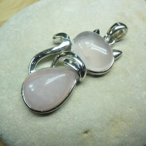 Pendentif Quartz rose chat