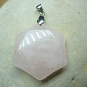 Pendentif Quartz rose sceau de Salomon