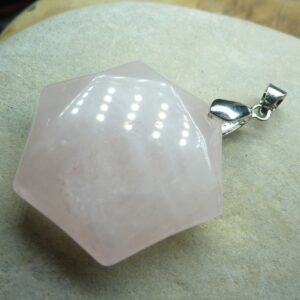 Pendentif Quartz rose sceau de Salomon