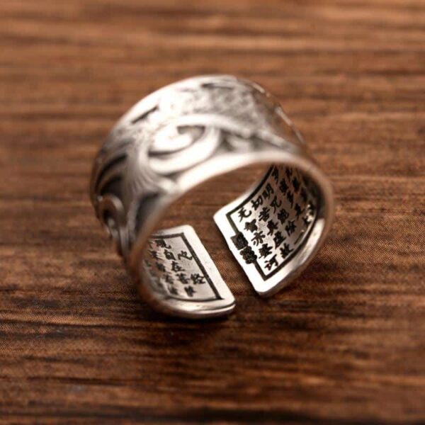 Bague dessin poissons ajustable en argent 995