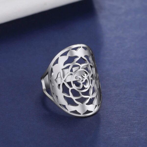 Bague lotus Om réglable ref argent