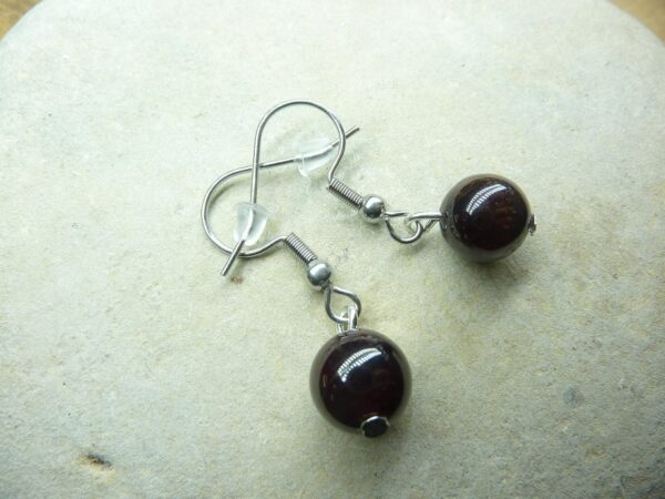 Boucles d'oreilles Grenat rouge 8 mm