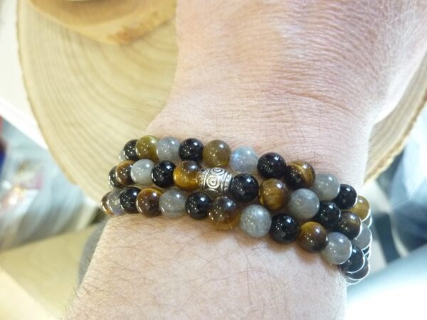 Collier Oeil de tigre-Tourmaline noire-Labradorite