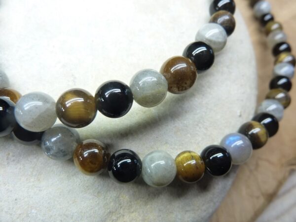 Collier Oeil de tigre-Tourmaline noire-Labradorite