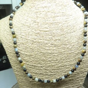 Collier Oeil de tigre-Tourmaline noire-Labradorite