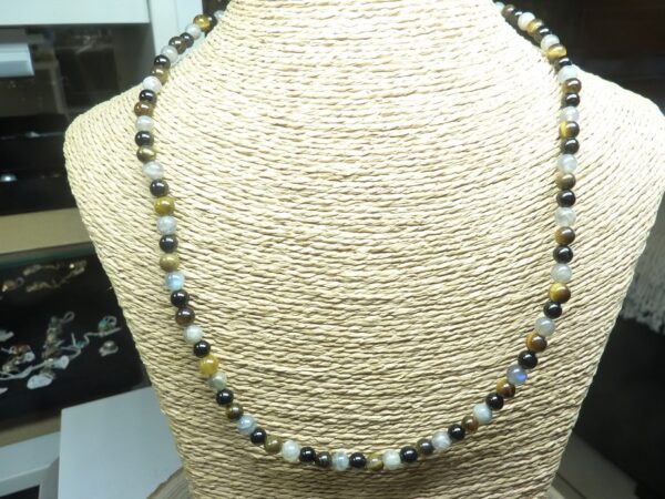 Collier Oeil de tigre-Tourmaline noire-Labradorite