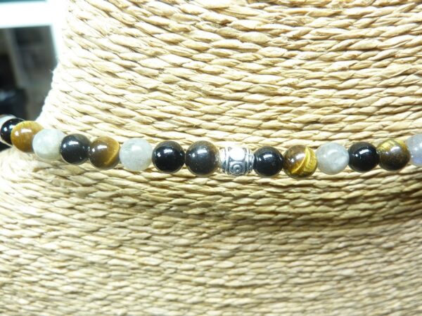 Collier Oeil de tigre-Tourmaline noire-Labradorite