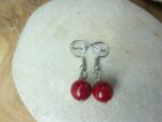 Boucles d'oreilles Corail rouge - perles rondes 10 mm