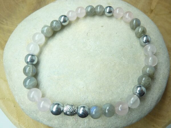 Bracelet Quartz rose-labradorite-hématite
