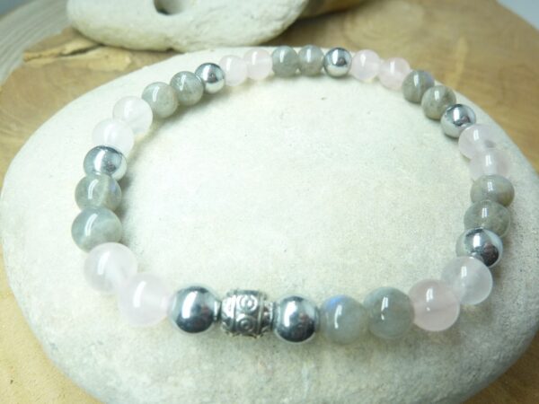 Bracelet Quartz rose-labradorite-hématite
