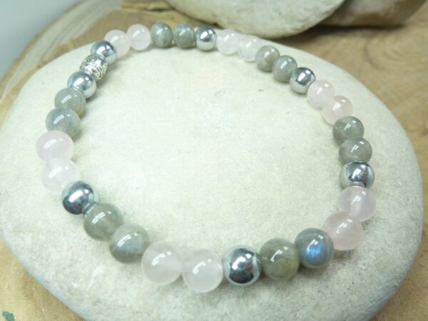 Bracelet Quartz rose-labradorite-hématite